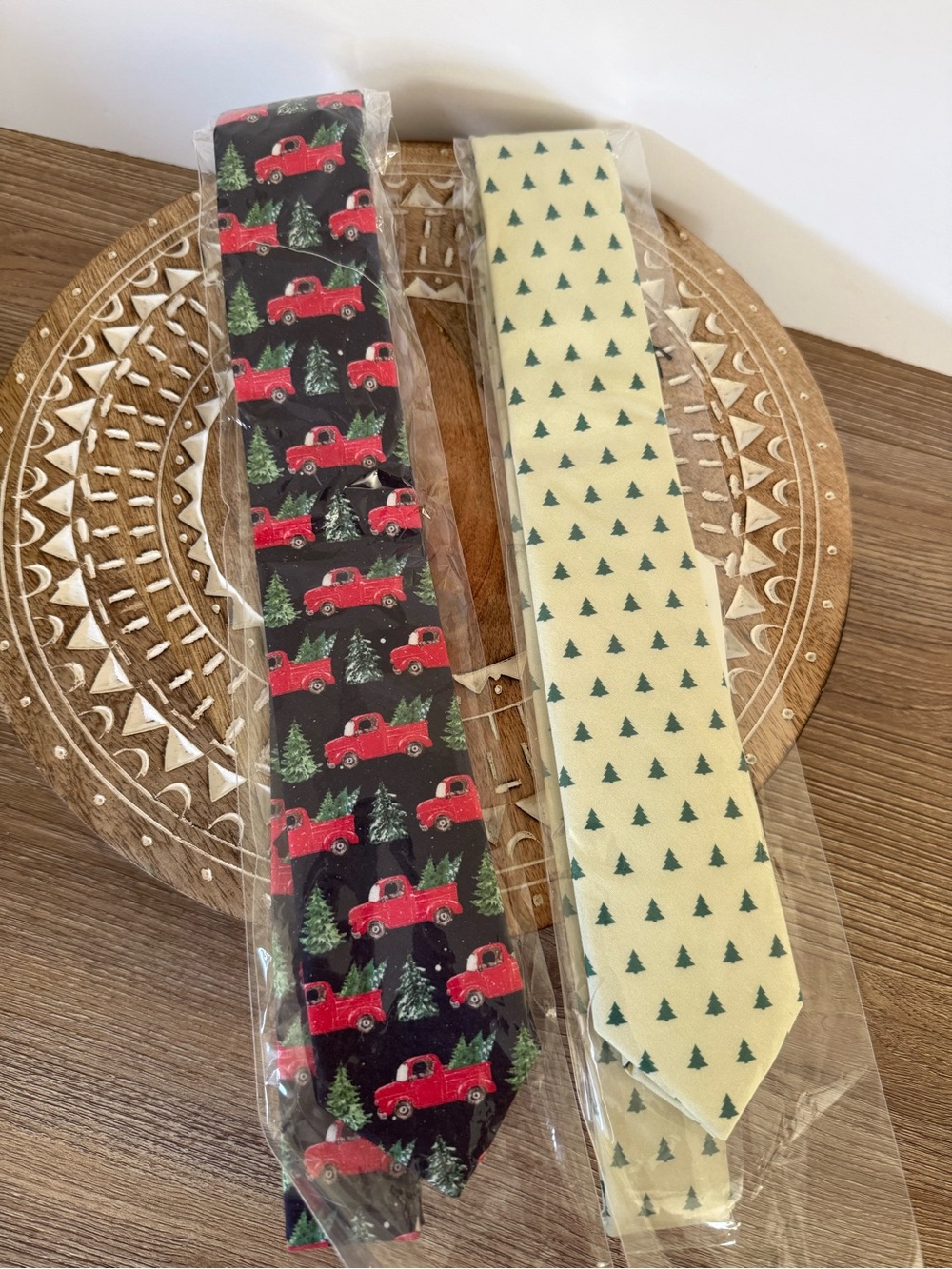 DAZI Christmas Ties Bundle of 2 | Red Trucks & Trees